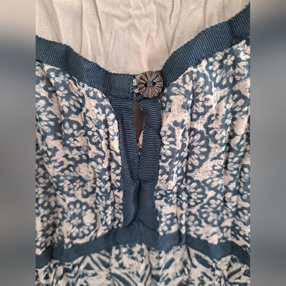 VTG Blouse Womens Blue/ Lt Pink Crinkle Boho Print Peasant Top Size Small - Picture 5 of 12